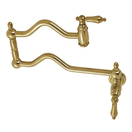 Kingston Brass KS2107AL Heritage Wall Mount Pot Filler, Brushed Brass KS2107AL